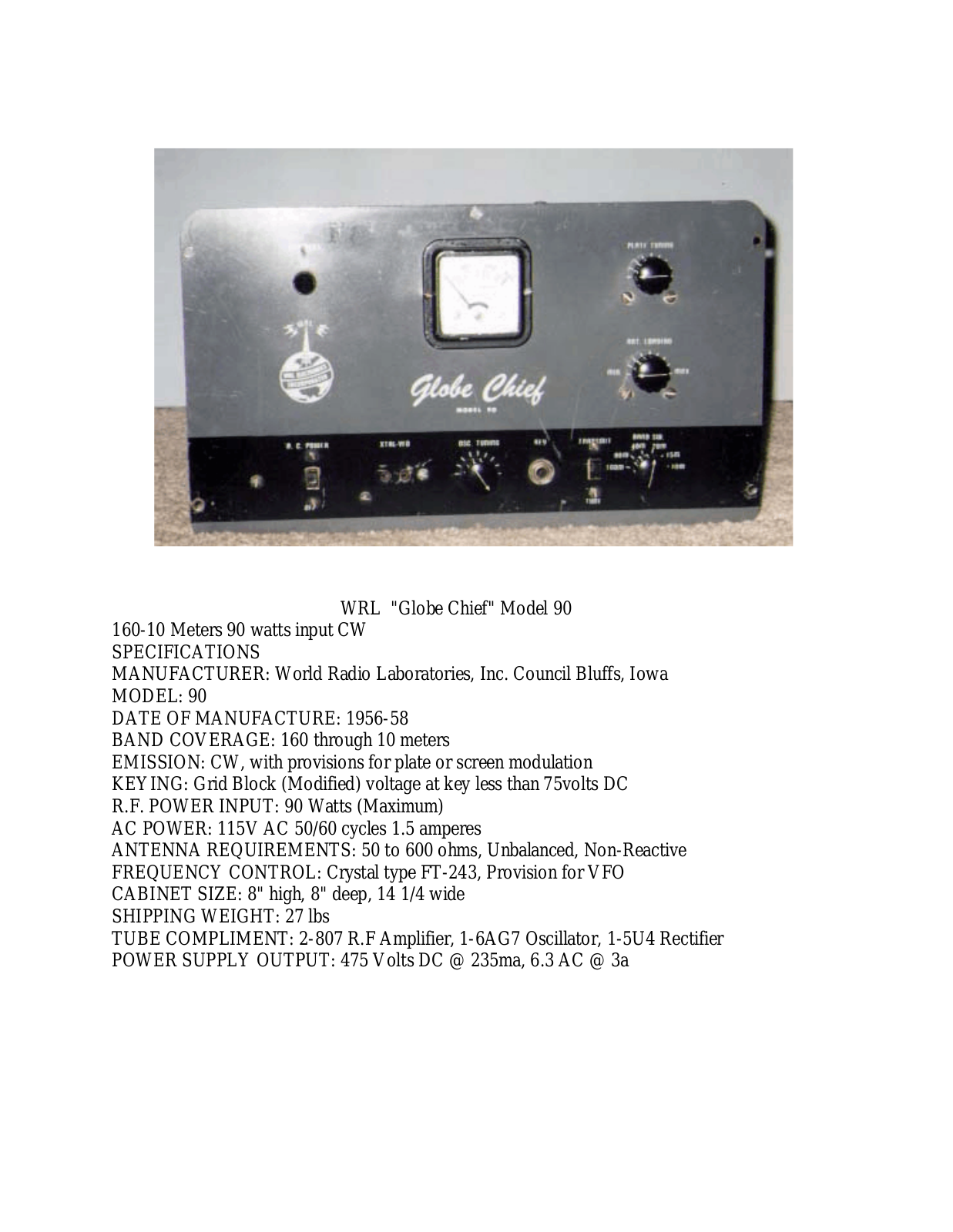 WRL CHIEF 90 User Manual