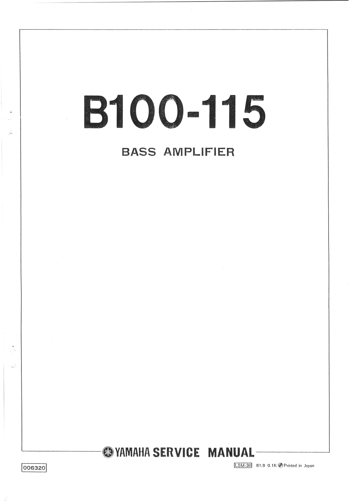 Yamaha B-100 Service Manual