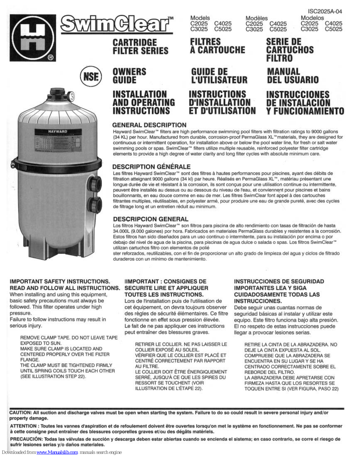 SwimClear C2025, C3025, C5025, C4025 Owner's Manual