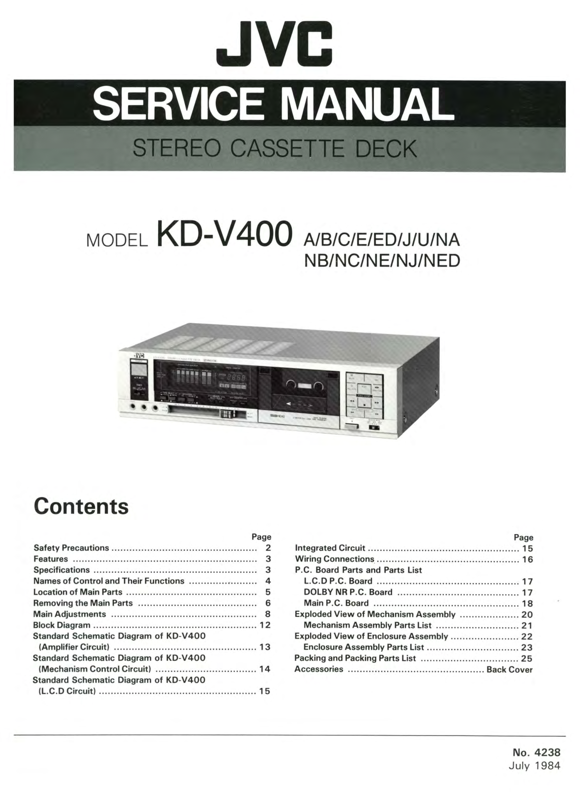 Jvc KD-V400 Service Manual