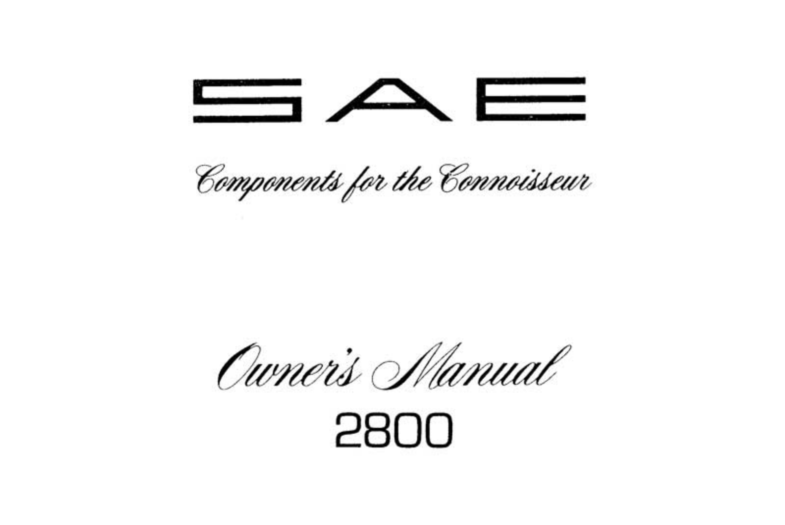 SAE 2800 Owners manual