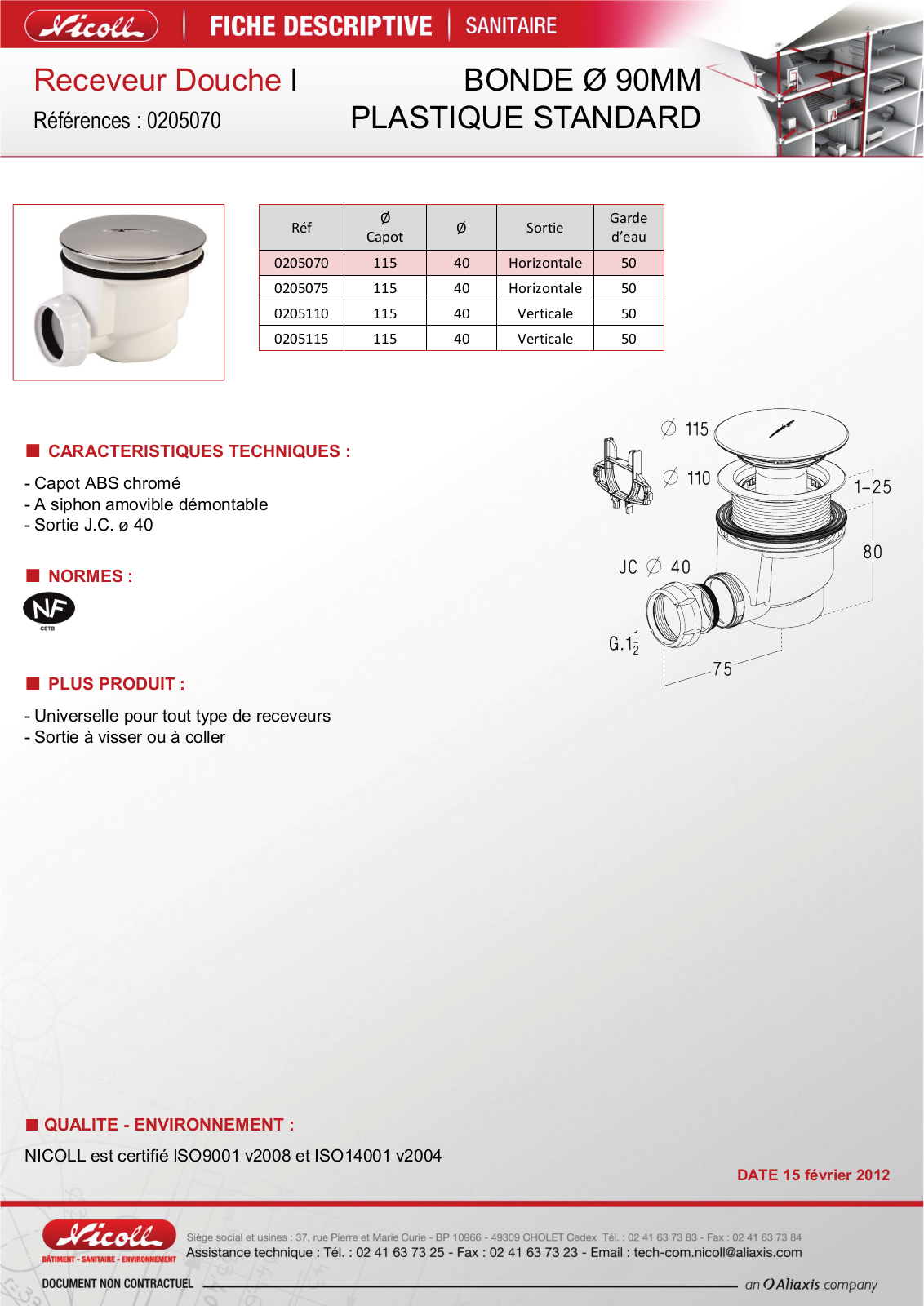 Nicoll 0205070 Specification - ManualMachine.com