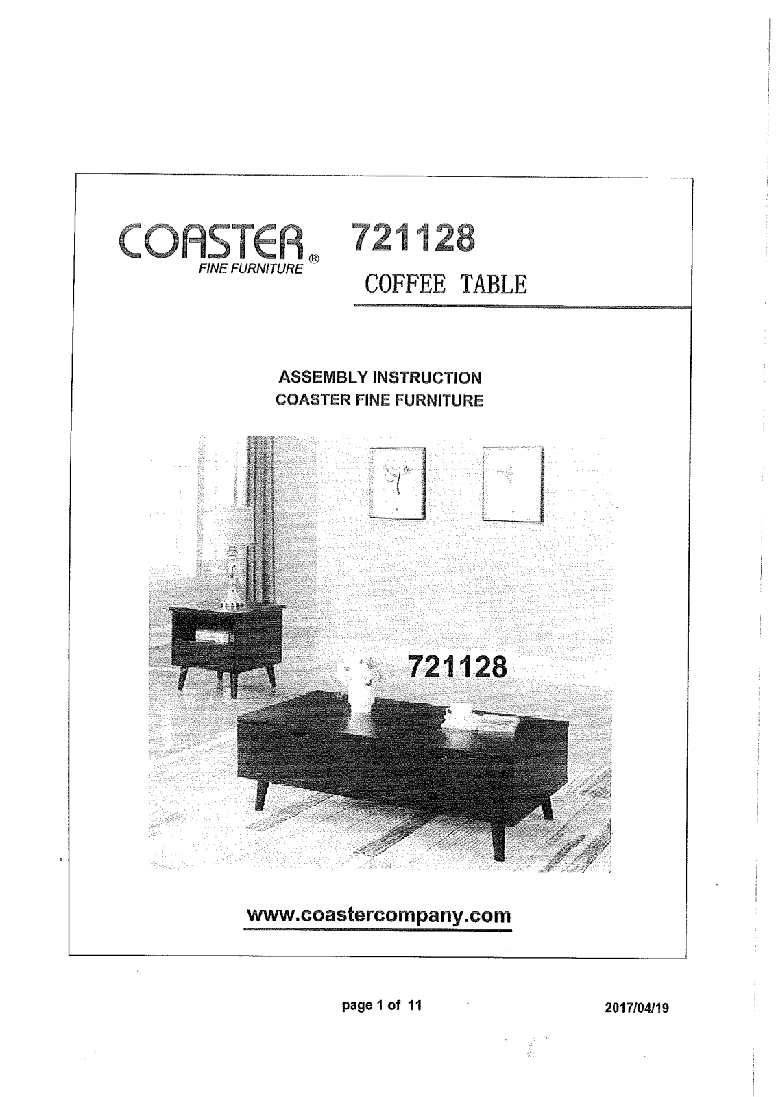 Coaster 721128 Assembly Guide - ManualMachine.com