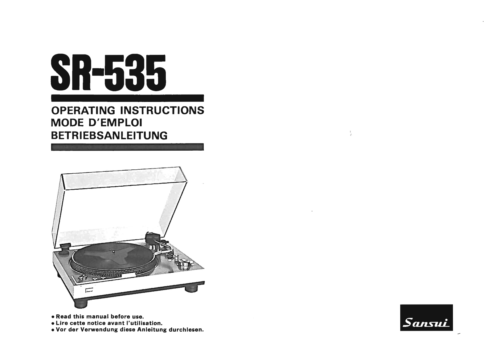 Sansui SR-535 Owners Manual