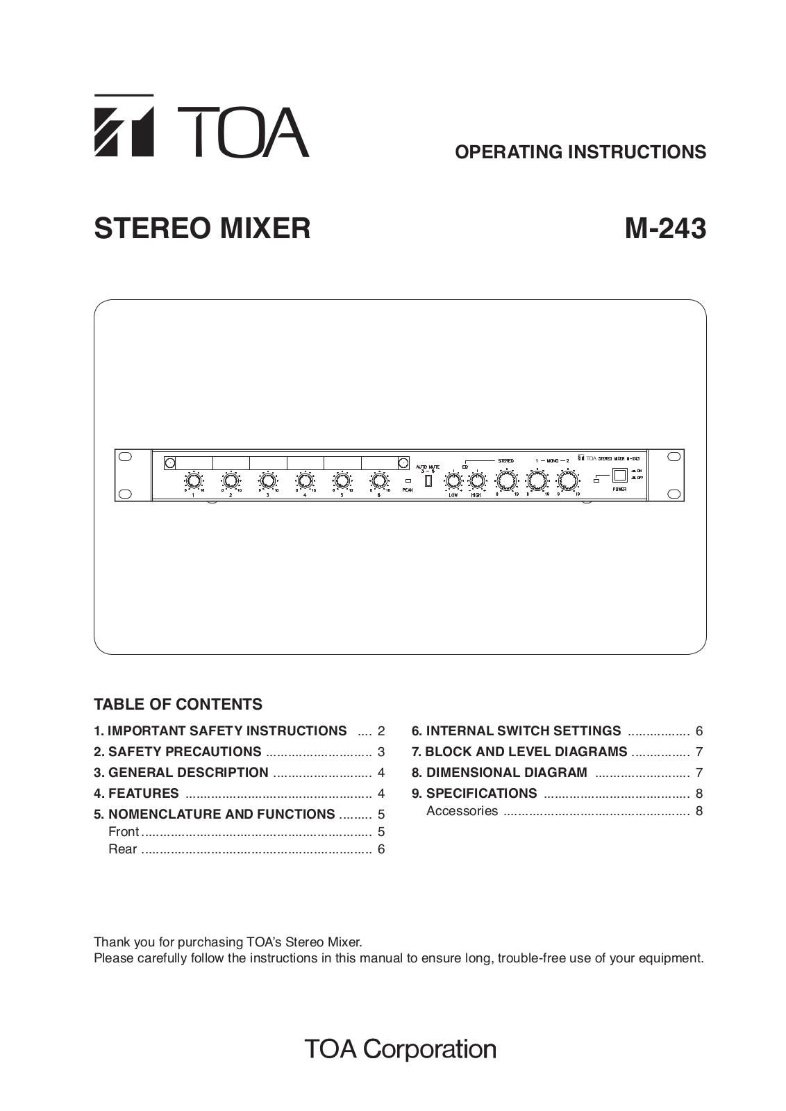 Toa M-243 User Manual