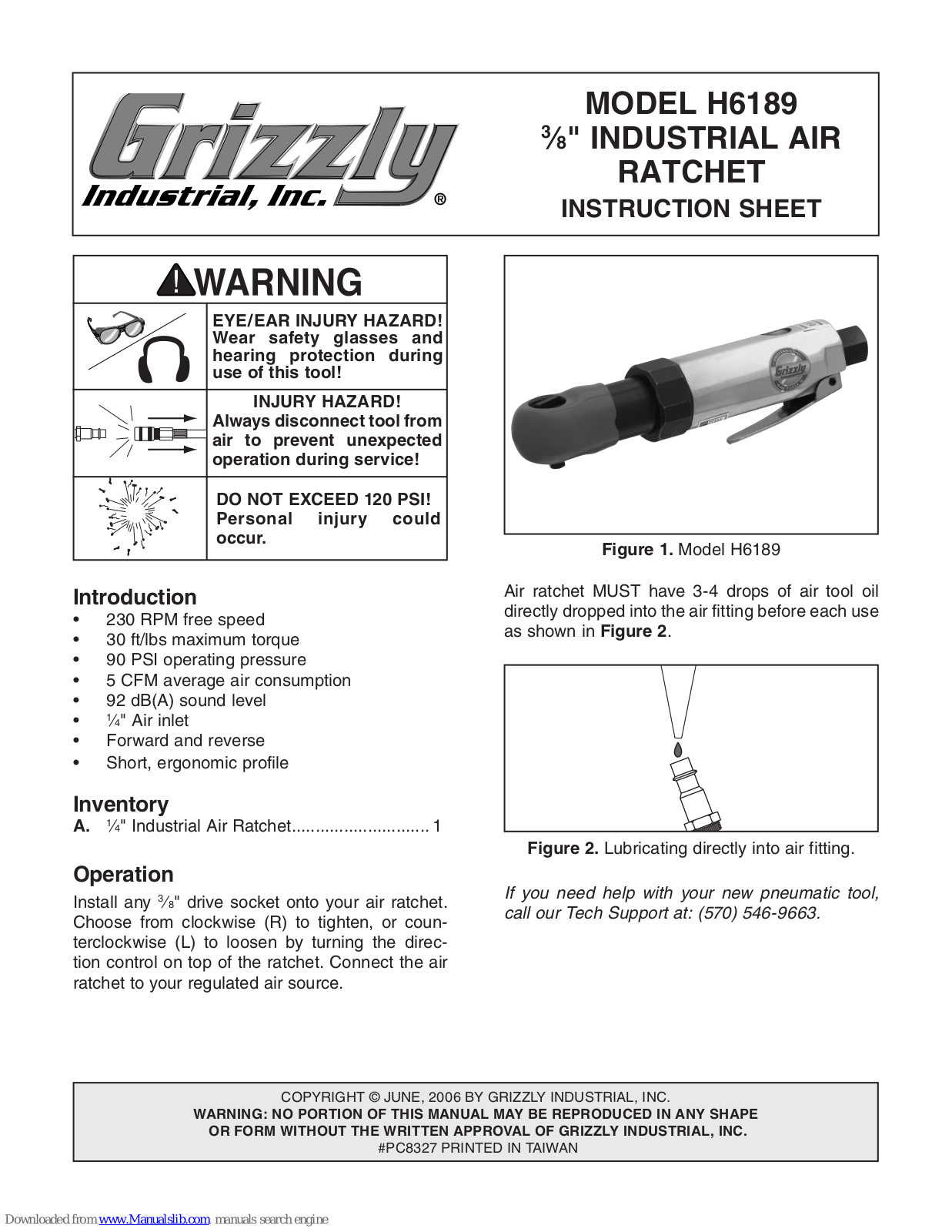 Grizzly H6189 Instruction Sheet