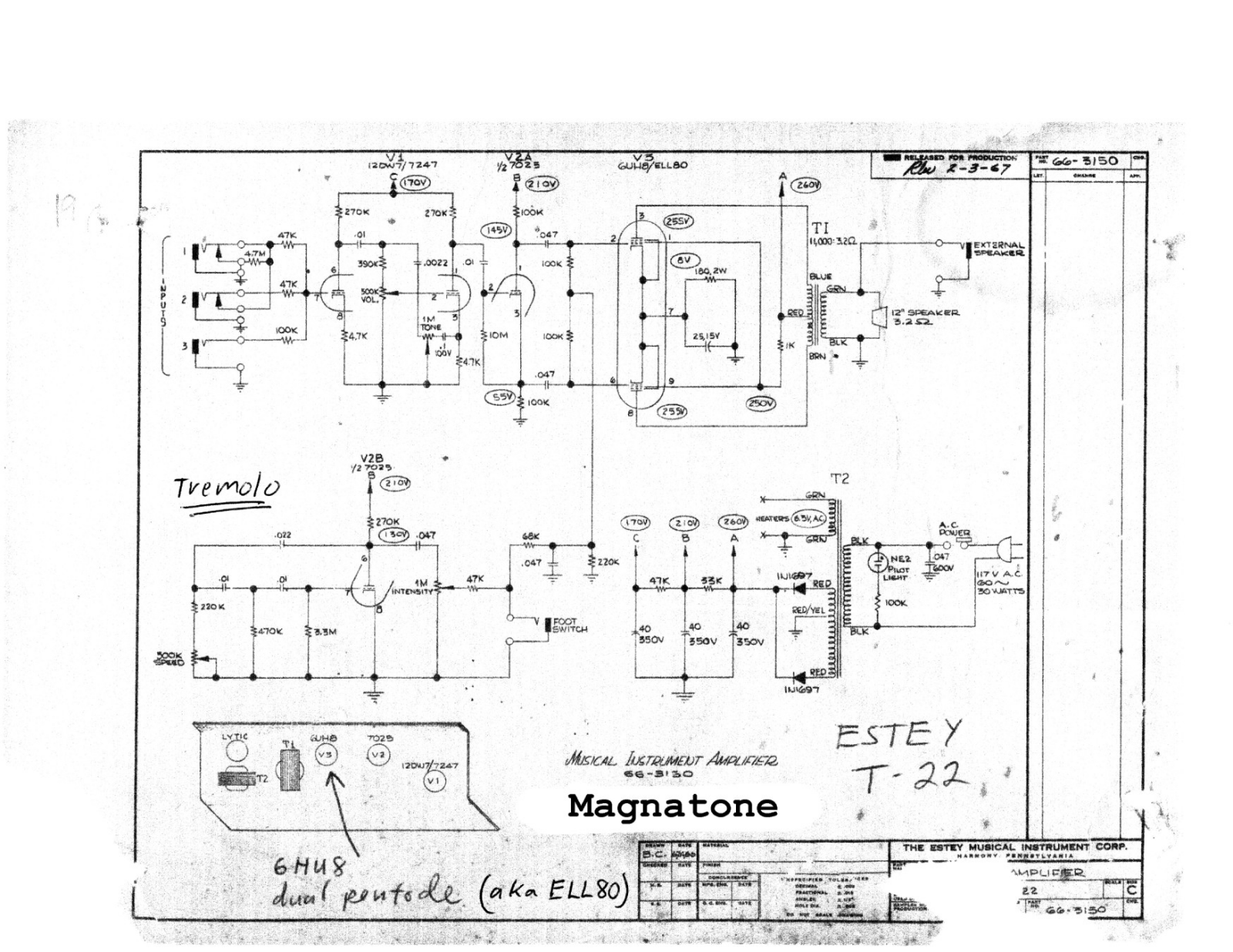 Magnatone t 22 schematic