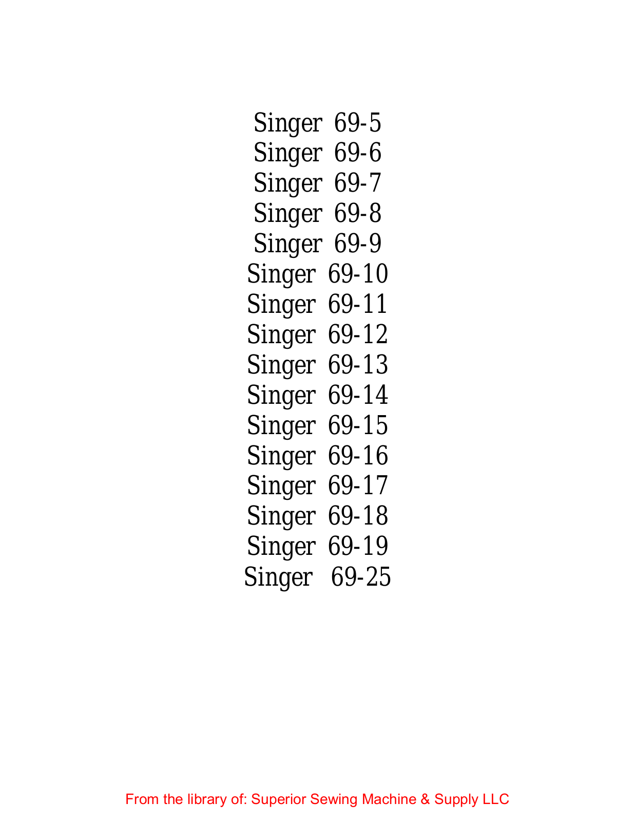 Singer 69-6, 69-7, 69-8, 69-9, 69-10 User Manual