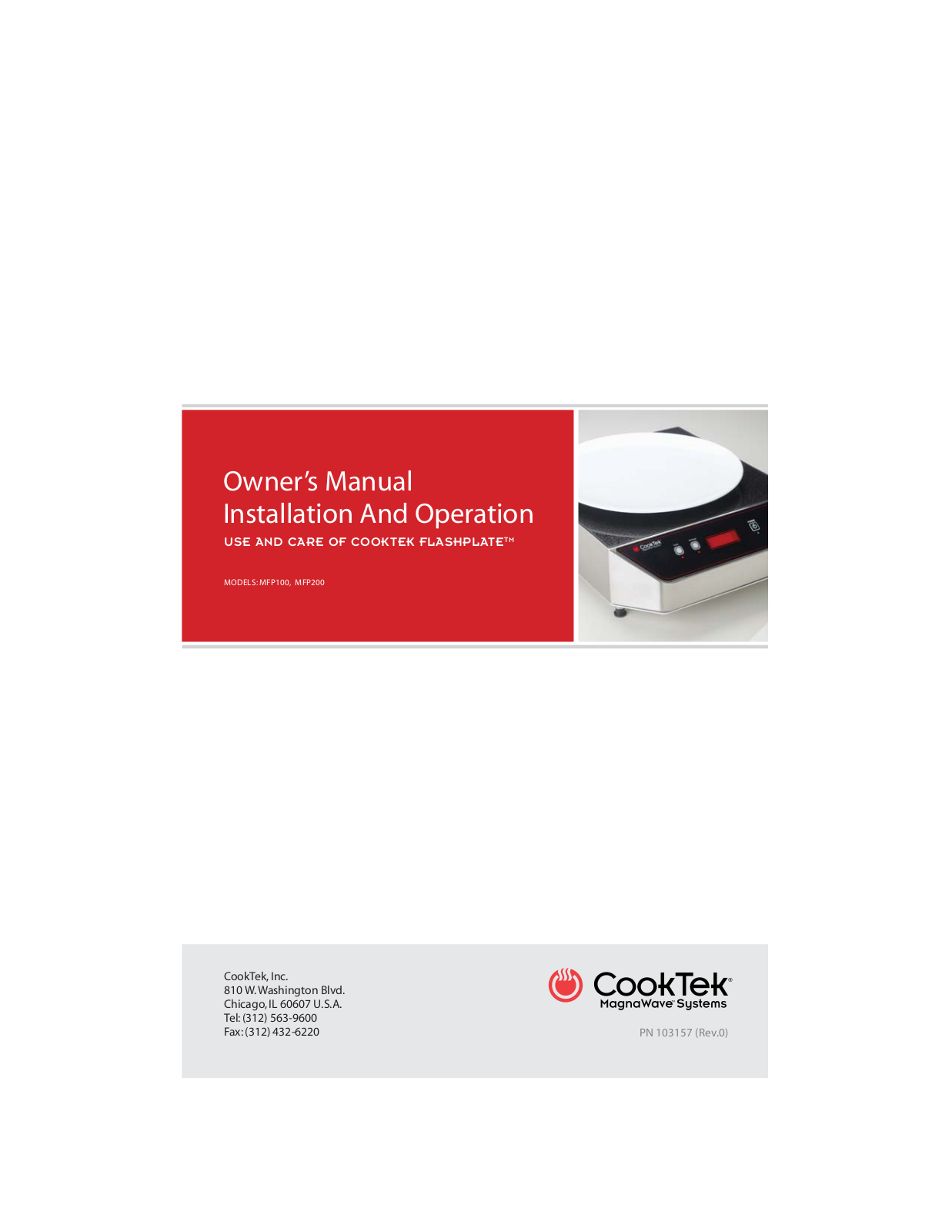 Cooktek MFP100 Installation  Manual