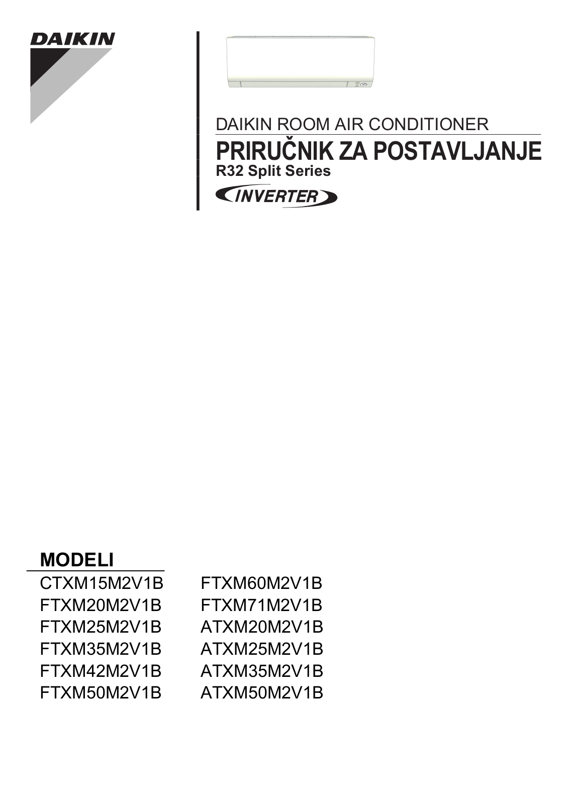 Daikin CTXM15M2V1B, FTXM60M2V1B, FTXM20M2V1B, FTXM71M2V1B, FTXM25M2V1B Installation manuals