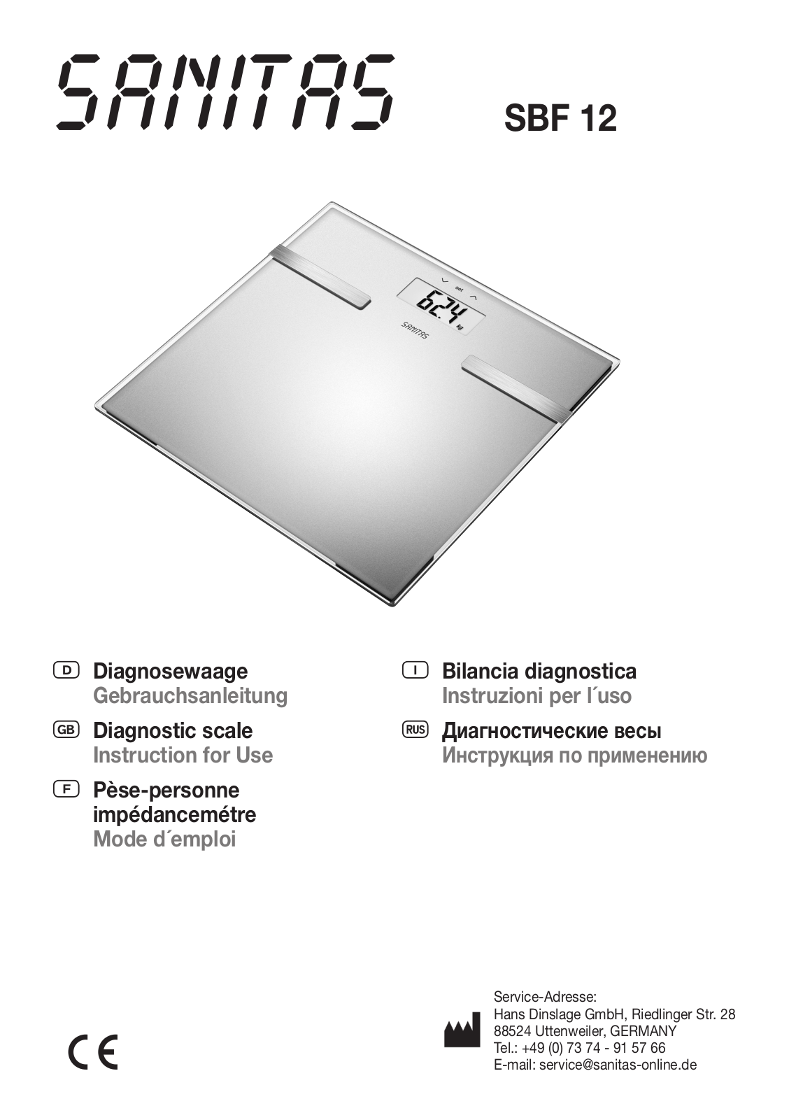 Sanitas SBF 12 User Manual