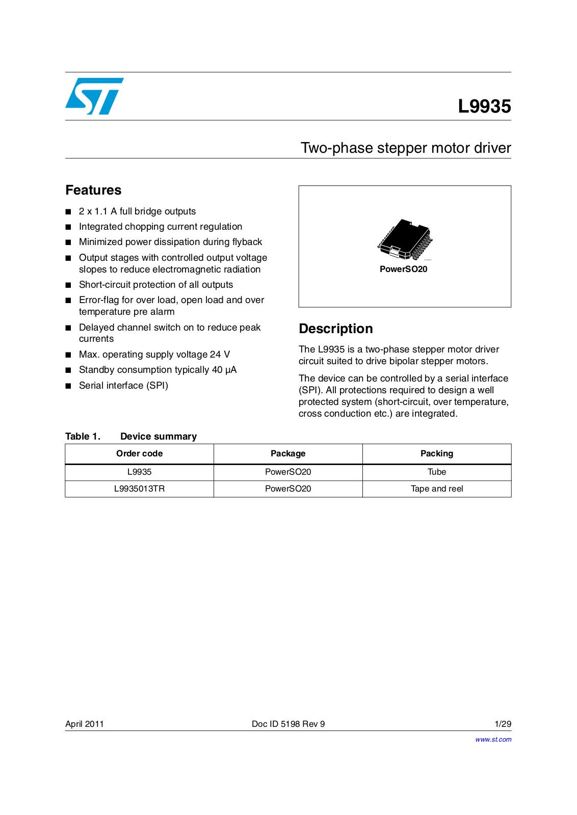 ST L9935 User Manual