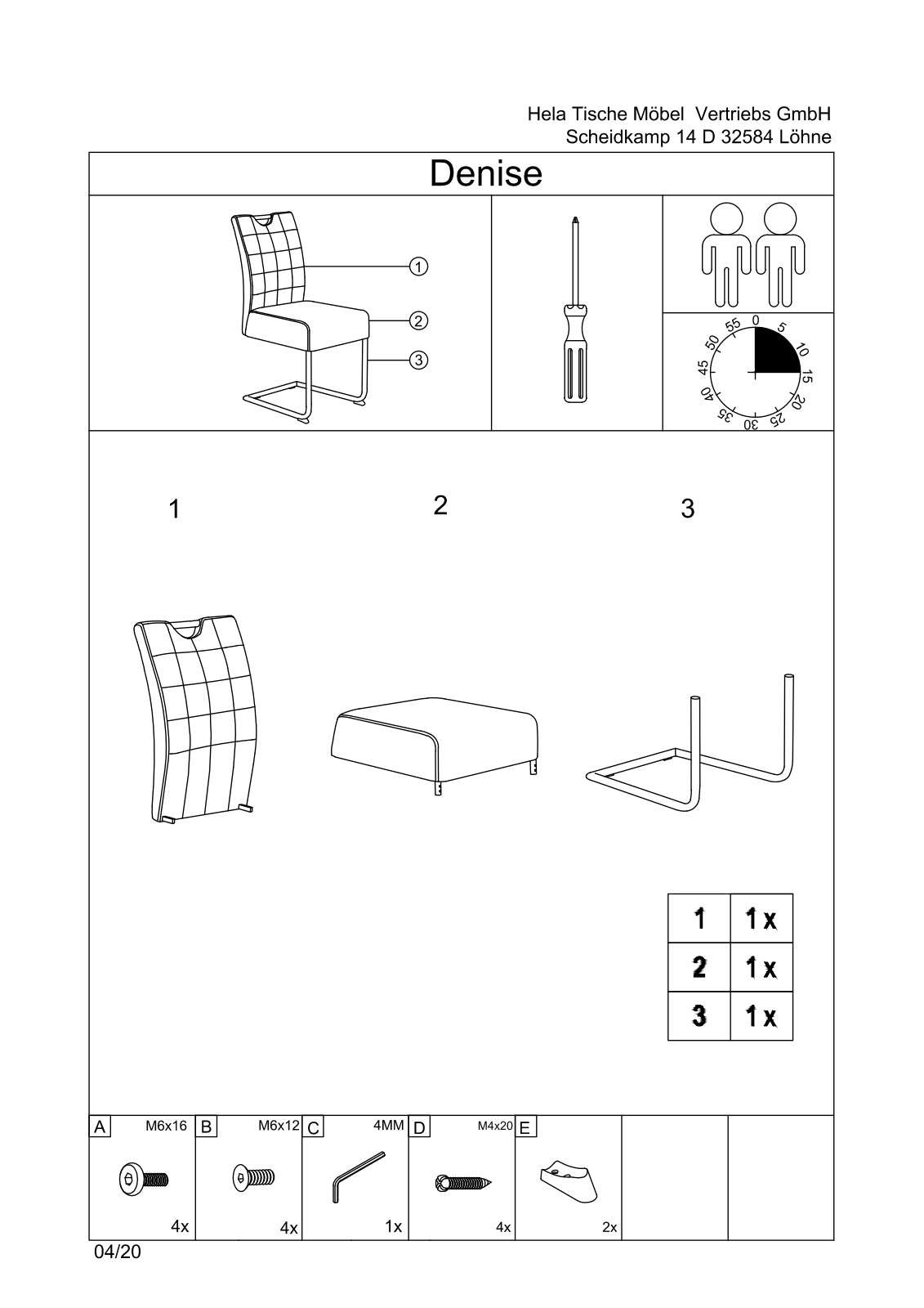 HELA Denise Assembly instructions - ManualMachine.com