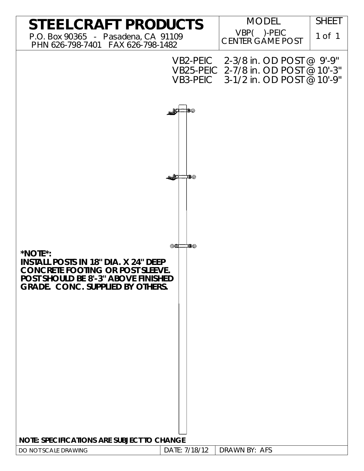 LA STEELCRAFT VBP3-PEIC User Manual