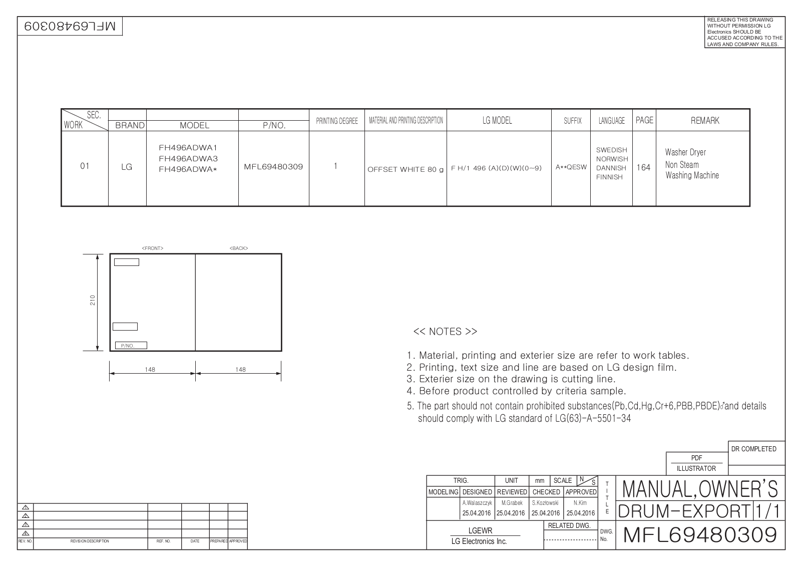 LG F1496AD3 User manual