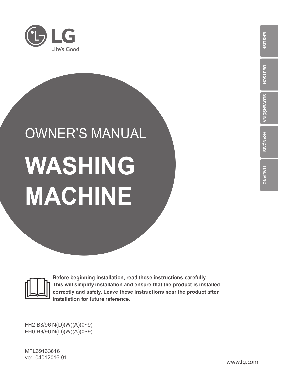 LG F1296NDAH User Manual