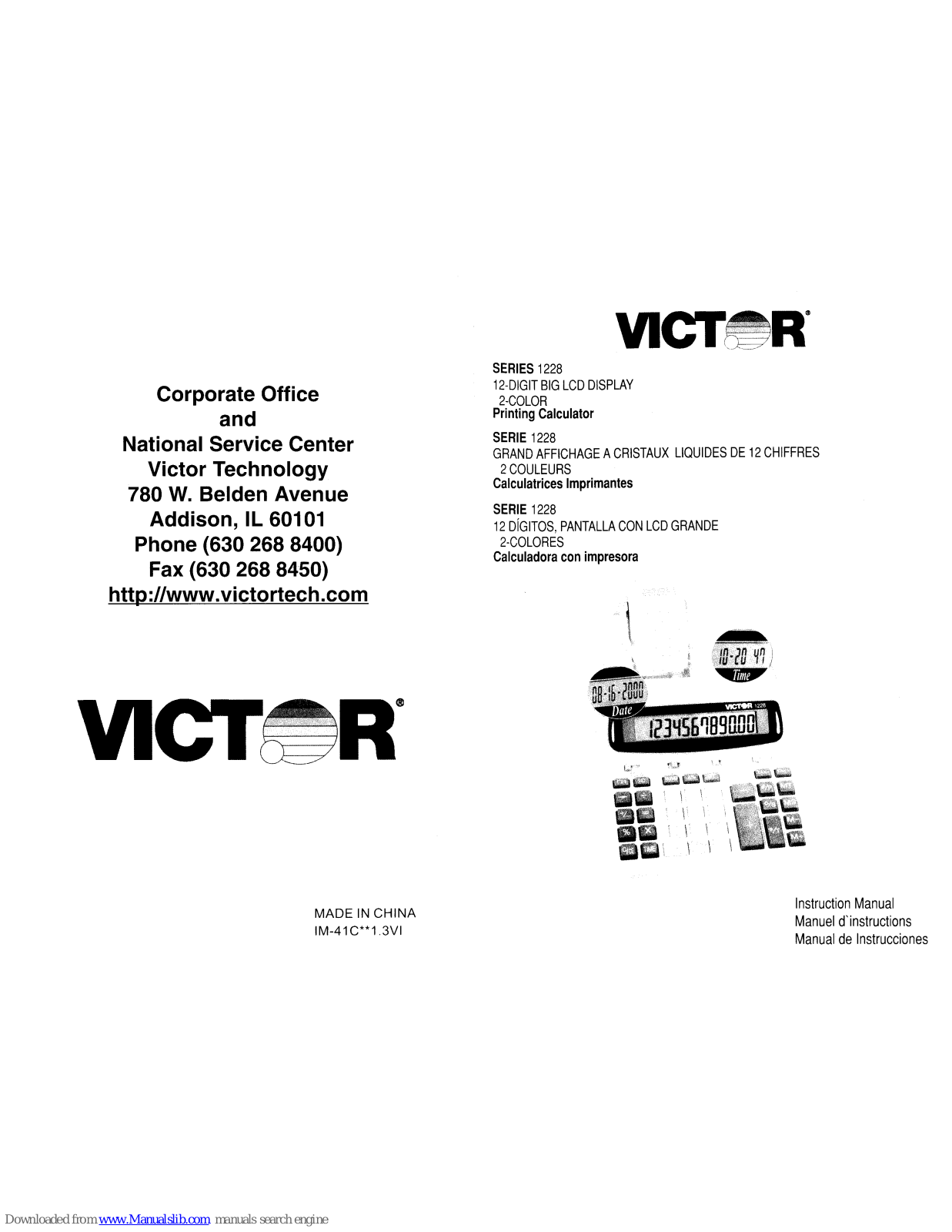 Victor 1228 Series, VCT1228 Instruction Manual