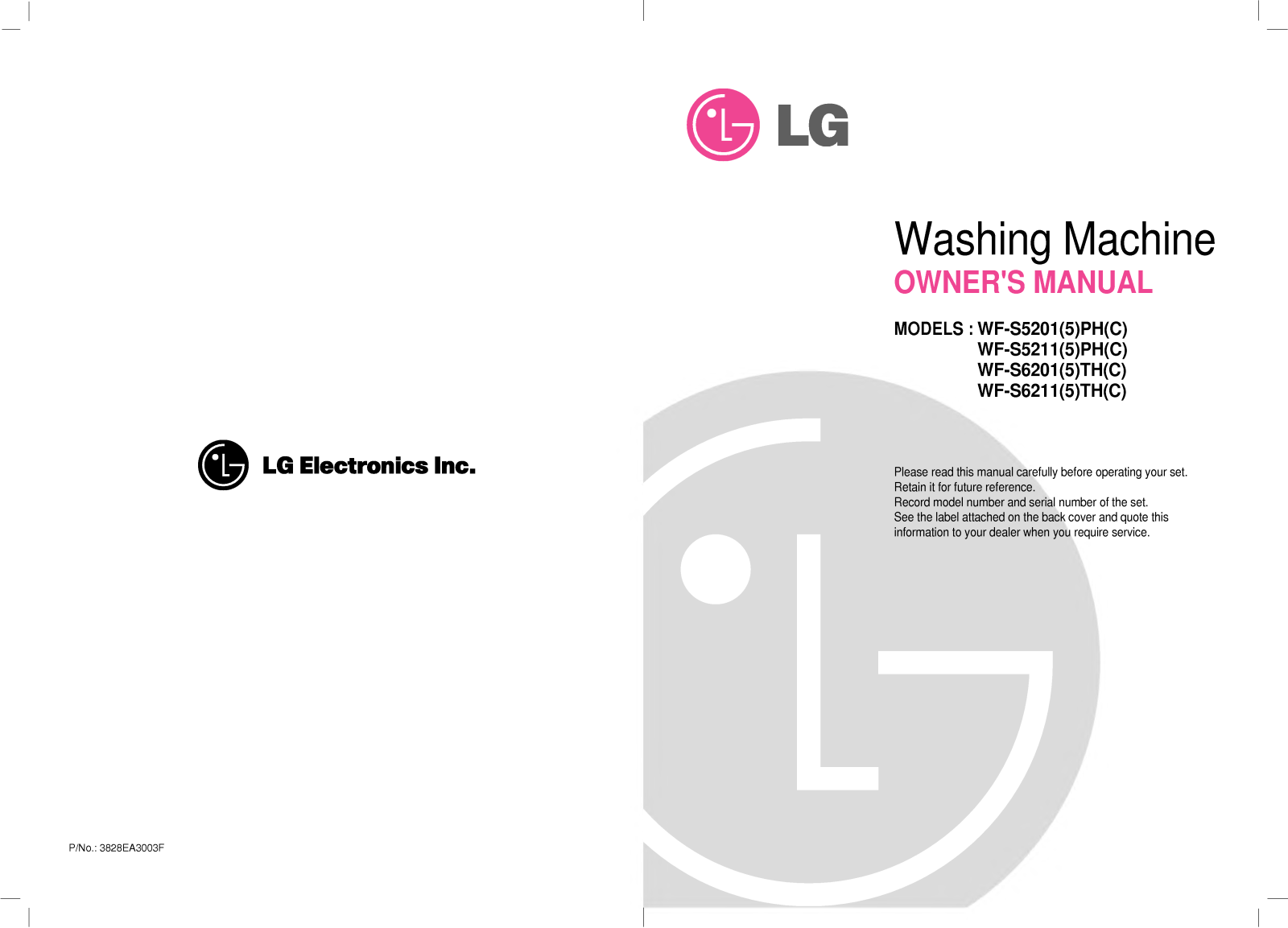 LG WF-S5211PC User Manual