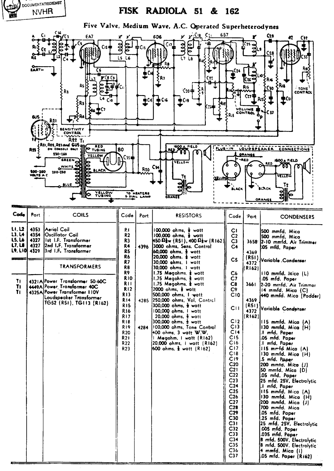 Radiola 162, 51 Schematic