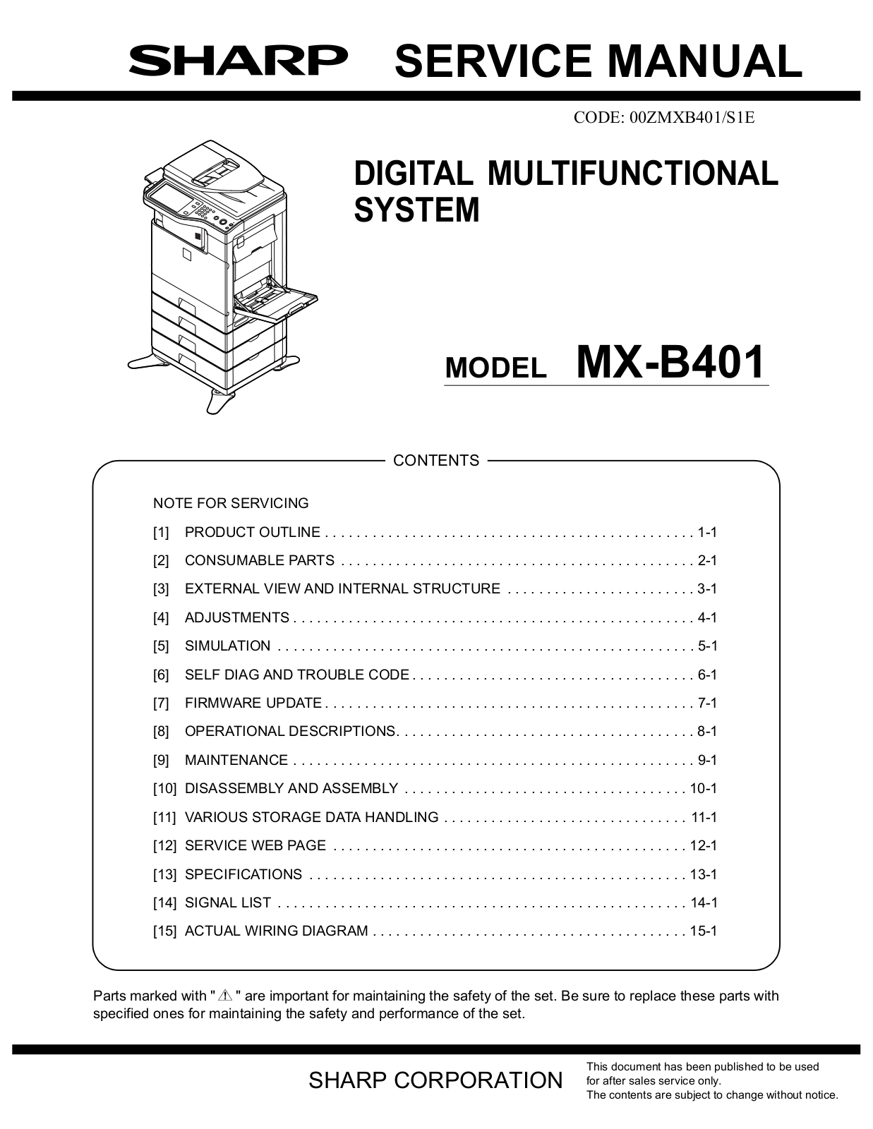 Sharp MX-B401 Service Manual