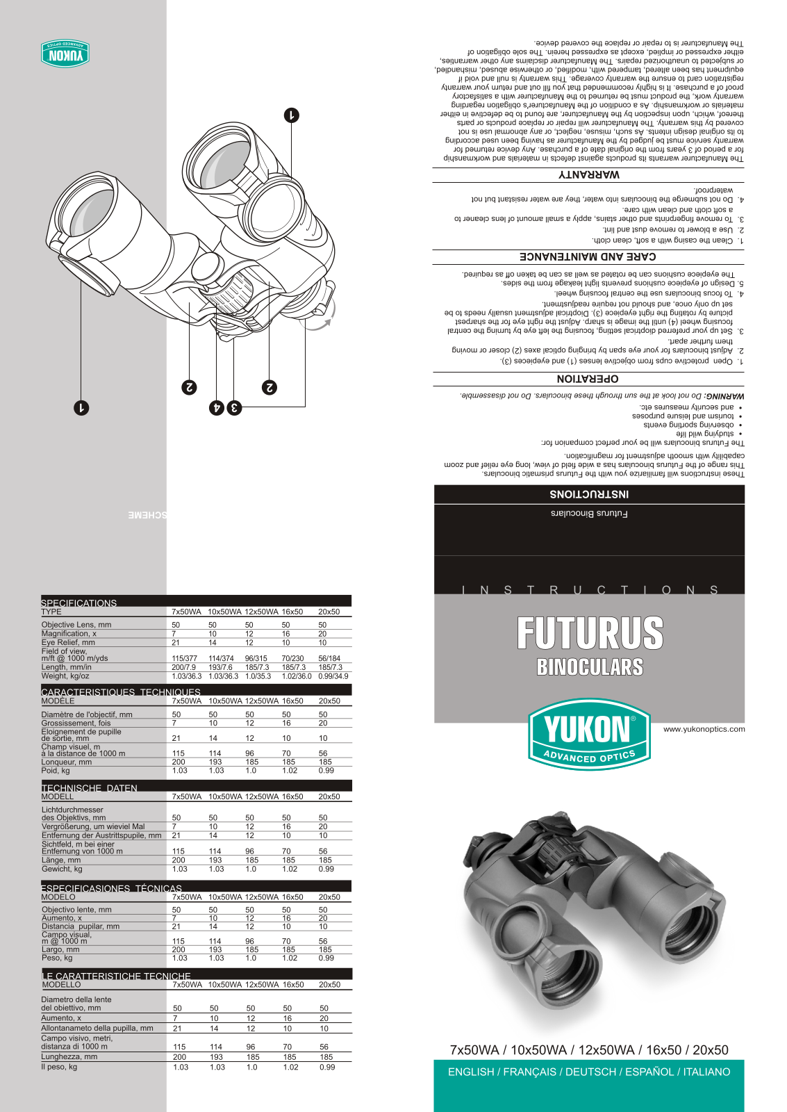 Yukon FUTURUS Binoculars Instruction Manual