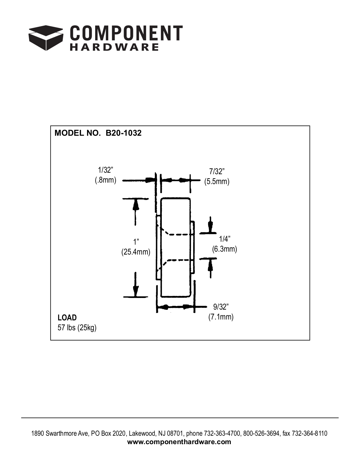 Component Hardware B20-1032 User Manual