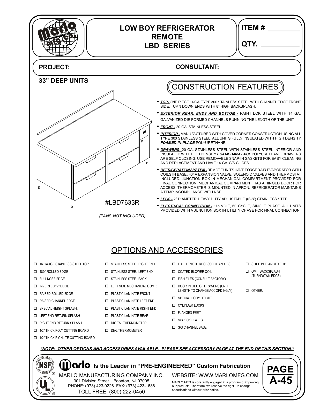 Marlo LBD10833R User Manual