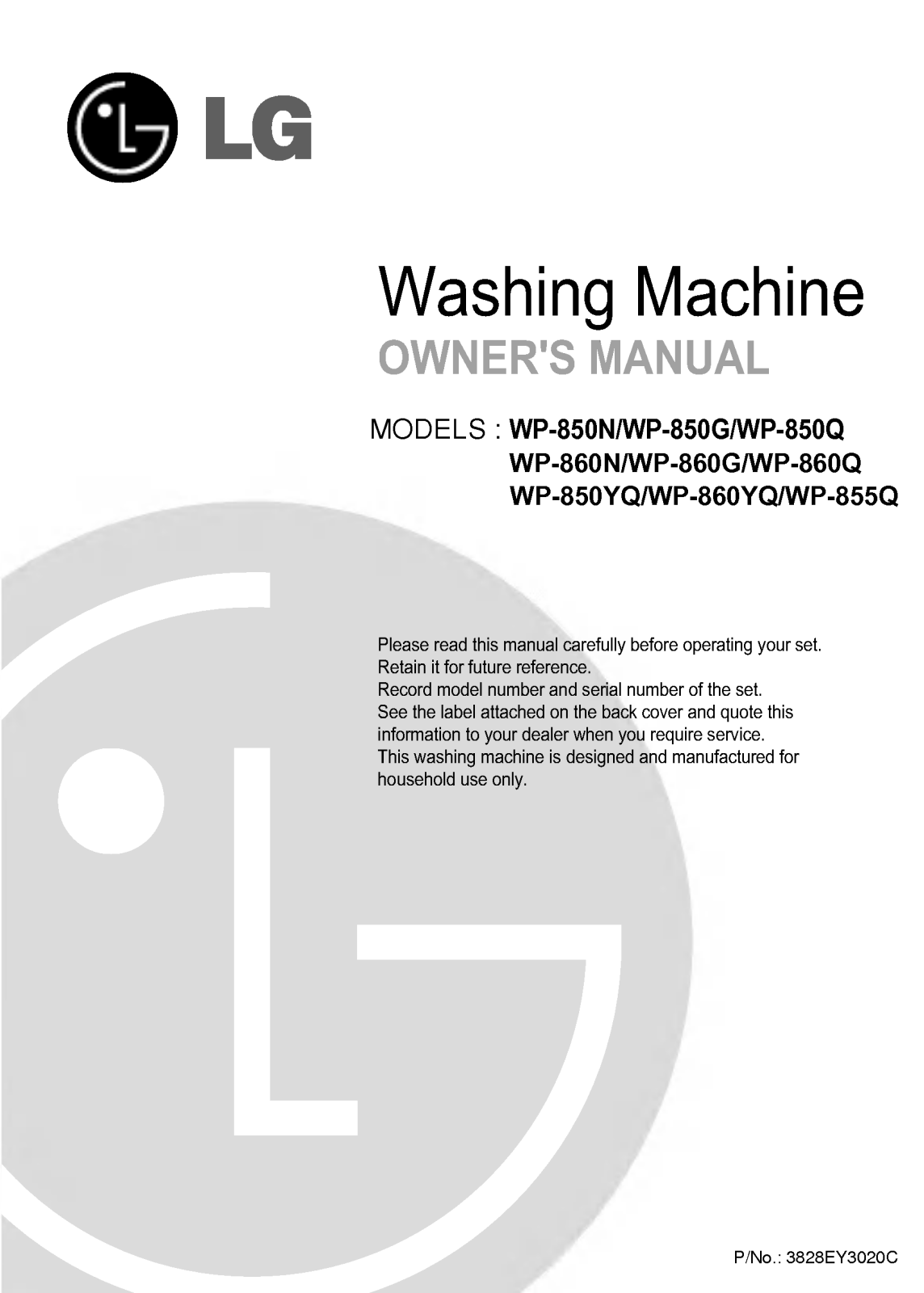 LG WP-850Q Owner's Manual