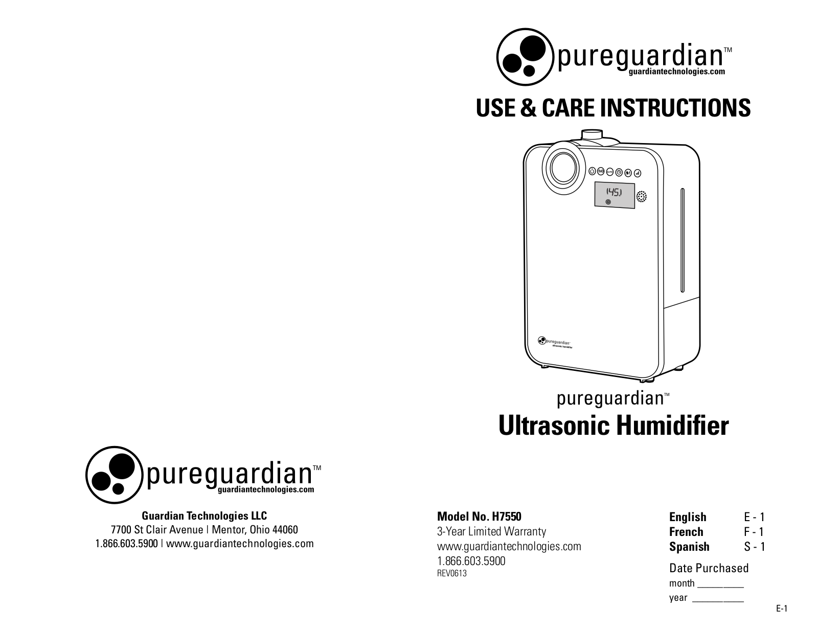 Guardian H7550 User Manual