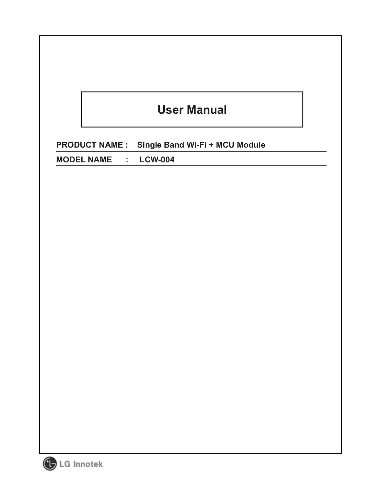 LG LCW004 Users manual