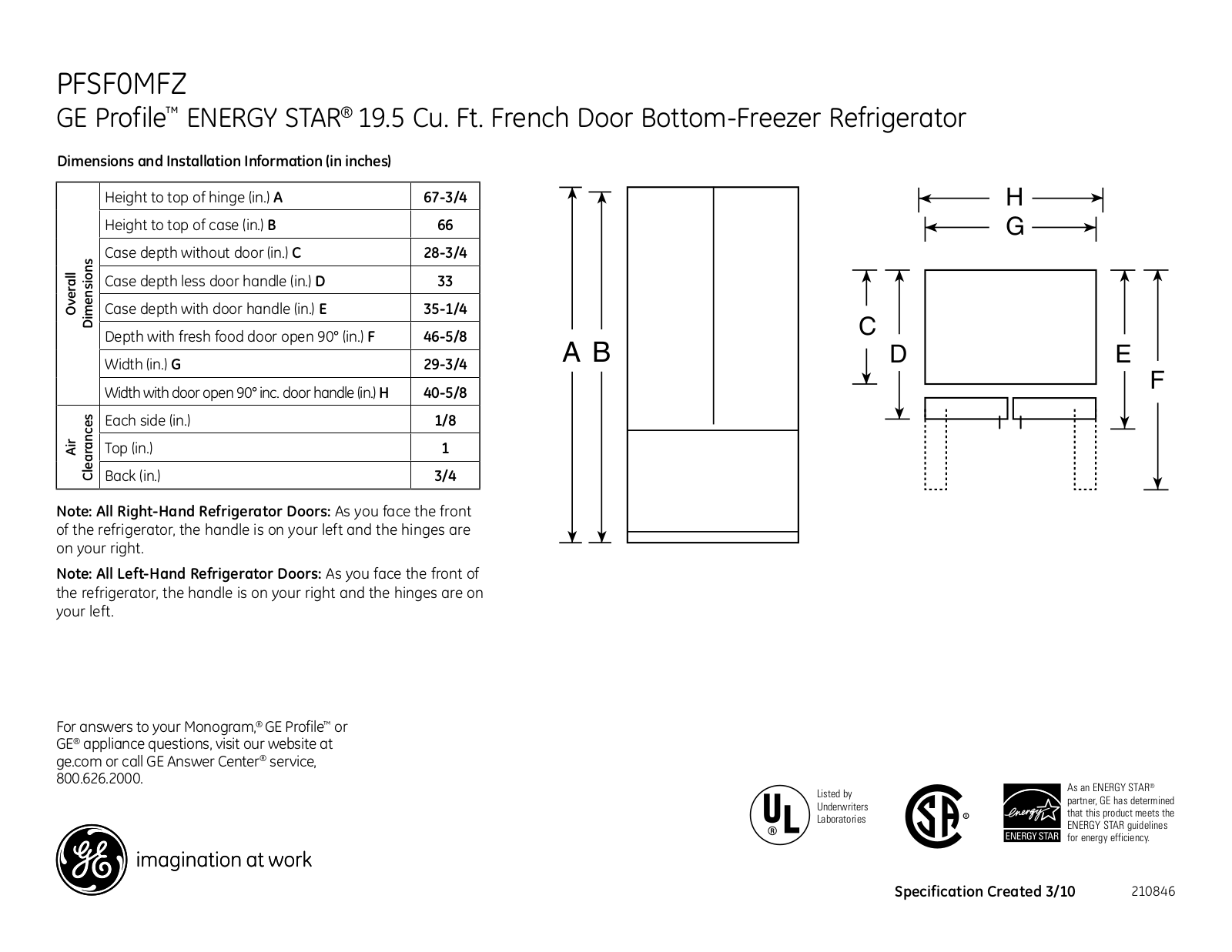 GE PFSF0MFZ, PFSF0MFZBB User Manual