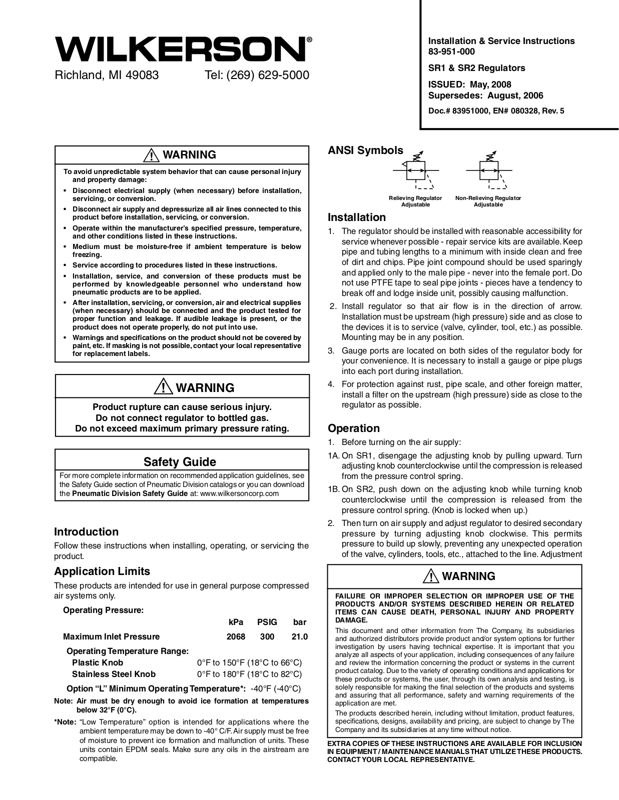 Wilkerson SR2 User Manual