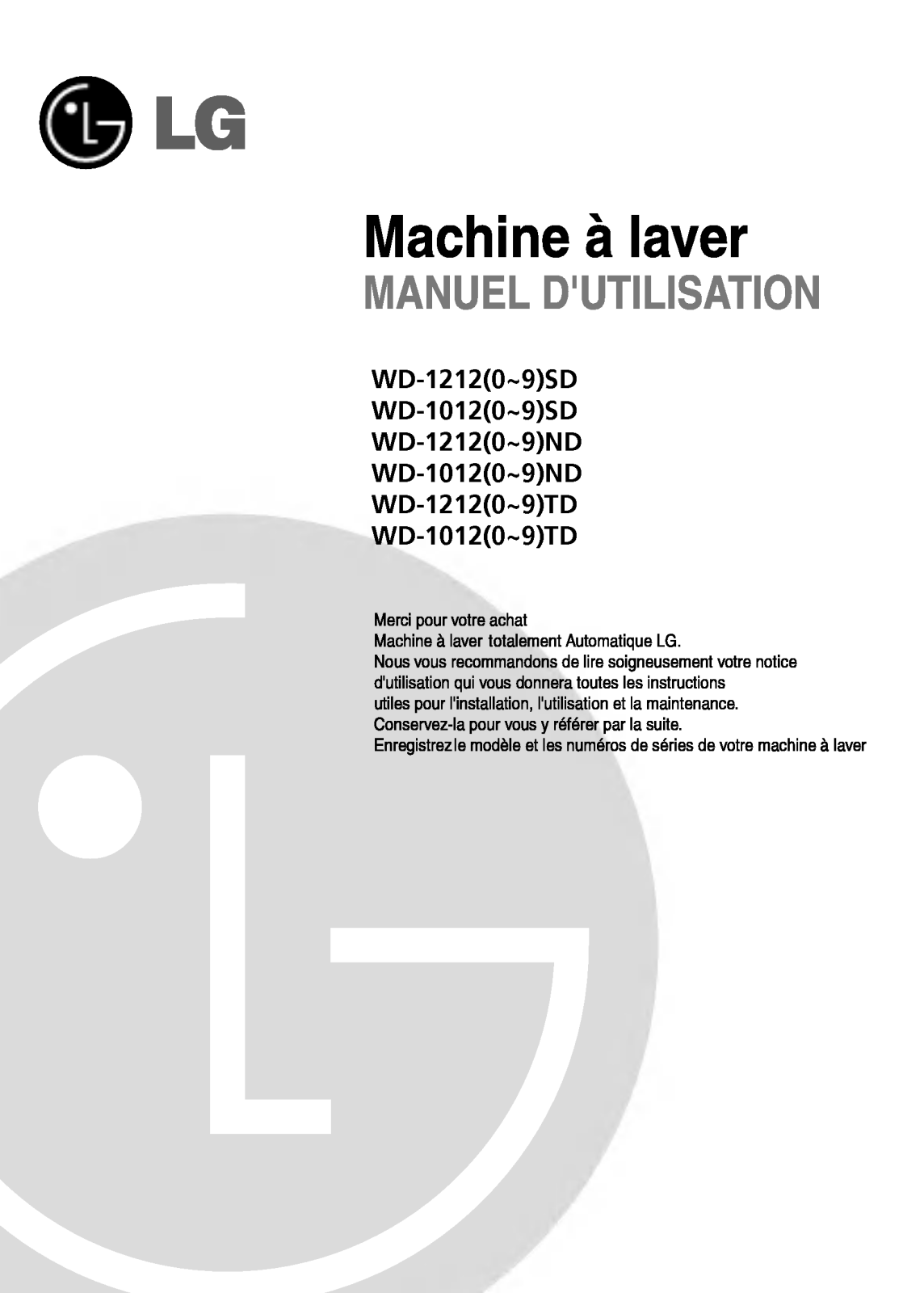 LG WD-10122TD User manual