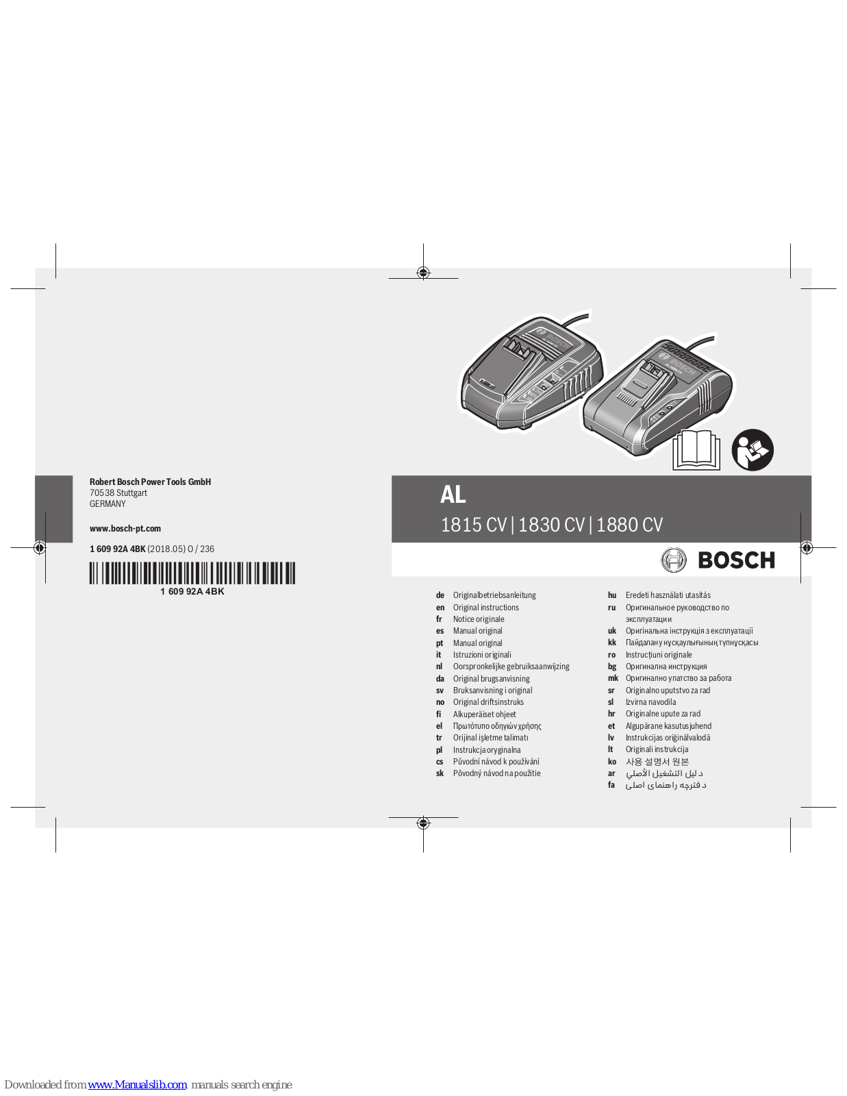 Bosch AL 1815 CV, AL 1830 CV, AL 1880 CV Original Instructions Manual