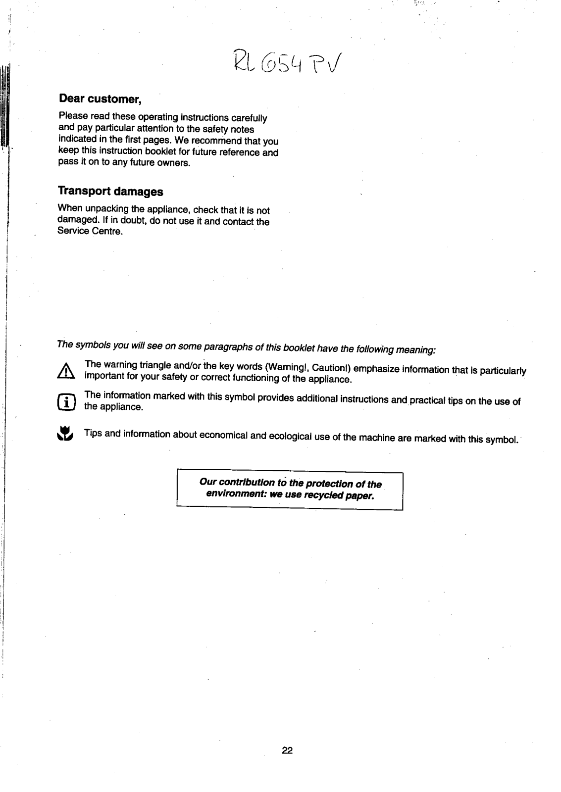 Rex RL654PV User Manual