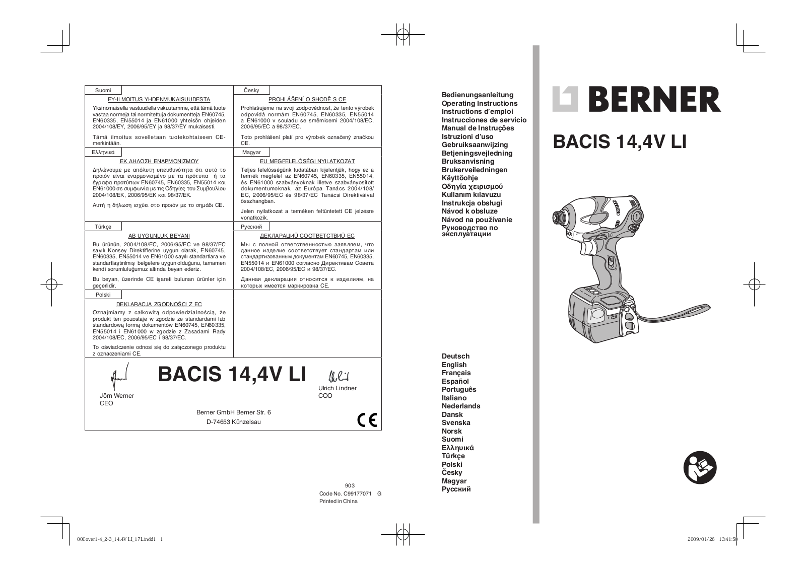 Berner BACIS 14.4V LI Operating Instructions Manual