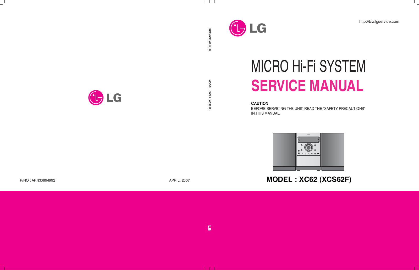 LG XC62, XCS62F Service manual