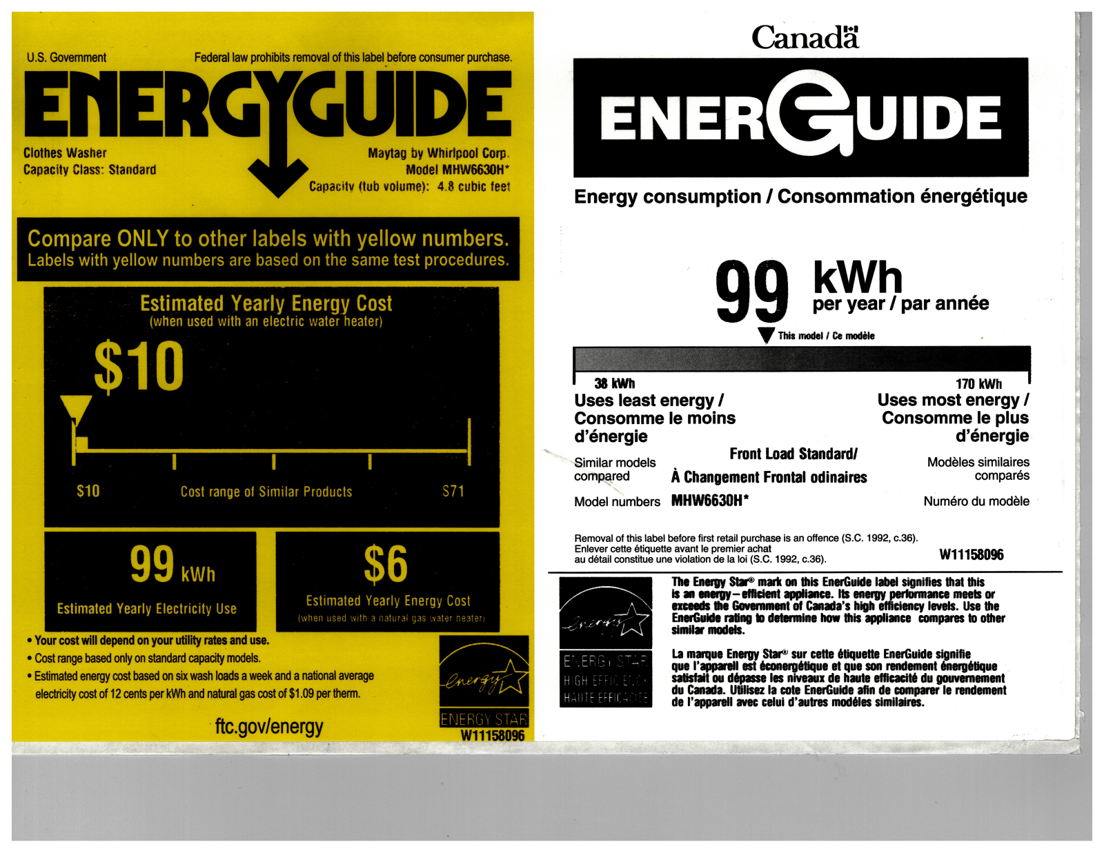 Maytag MAWADREC66303 Energy manual