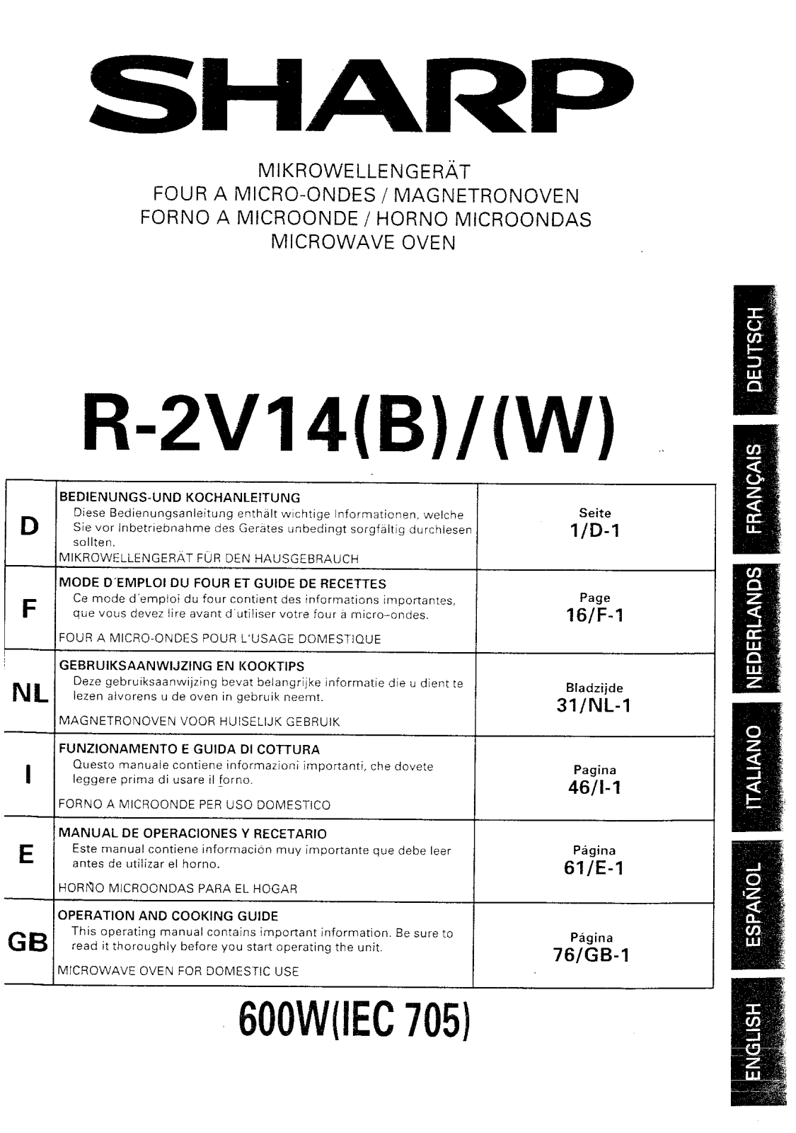 SHARP R-2V14 User Manual