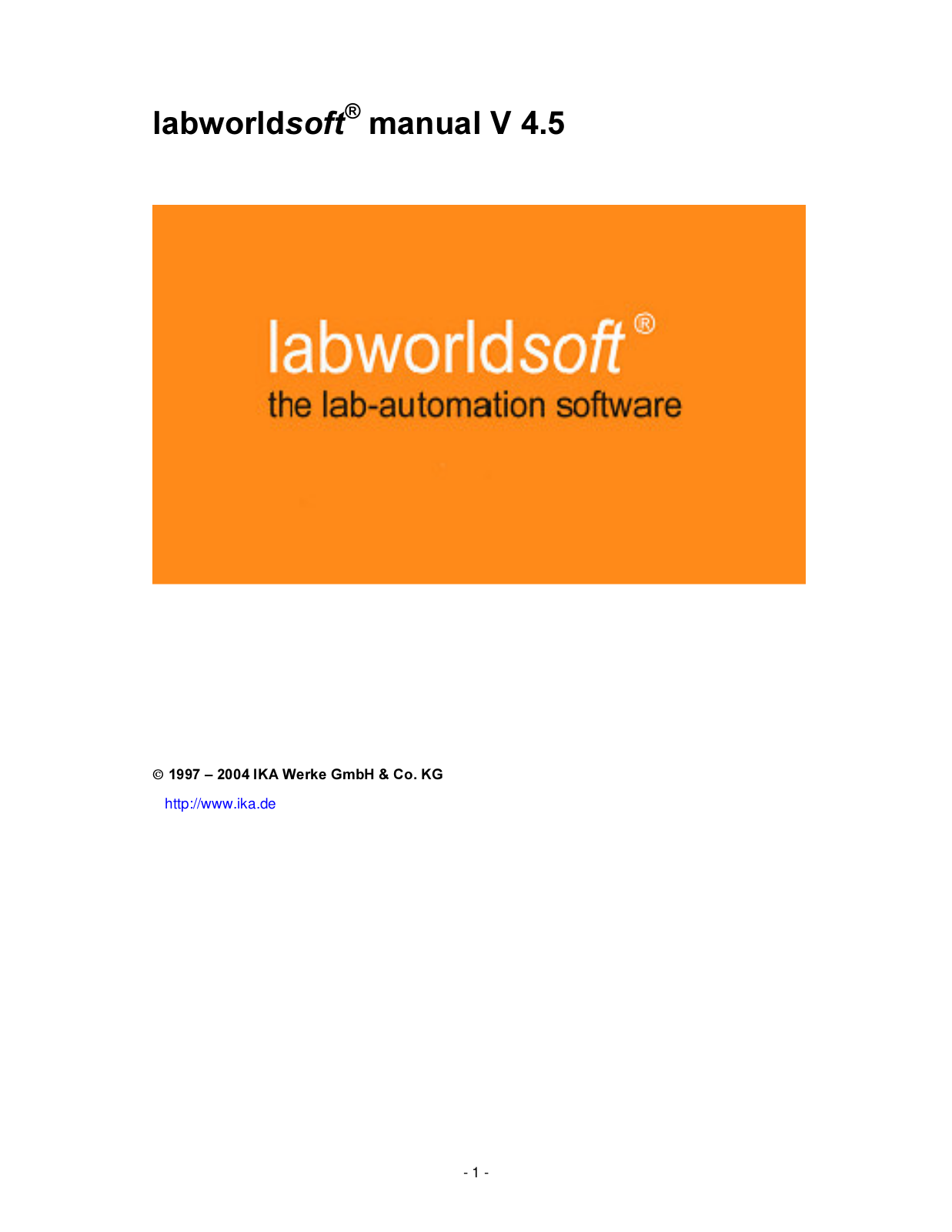 IKA labworldsoft User Manual