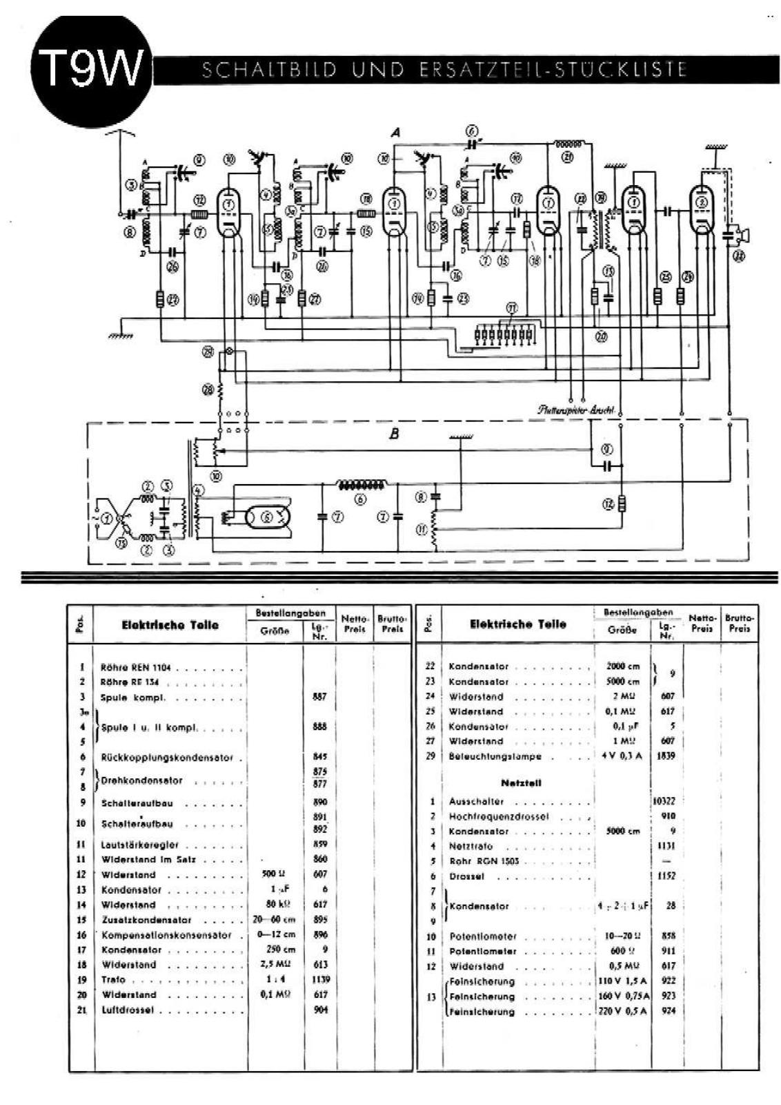 Telefunken T9-W Schematic