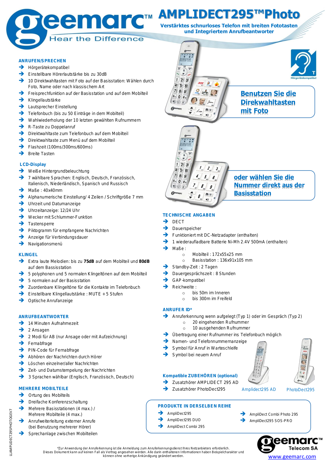 Geemarc AMPLIDECT295 Photo User Manual