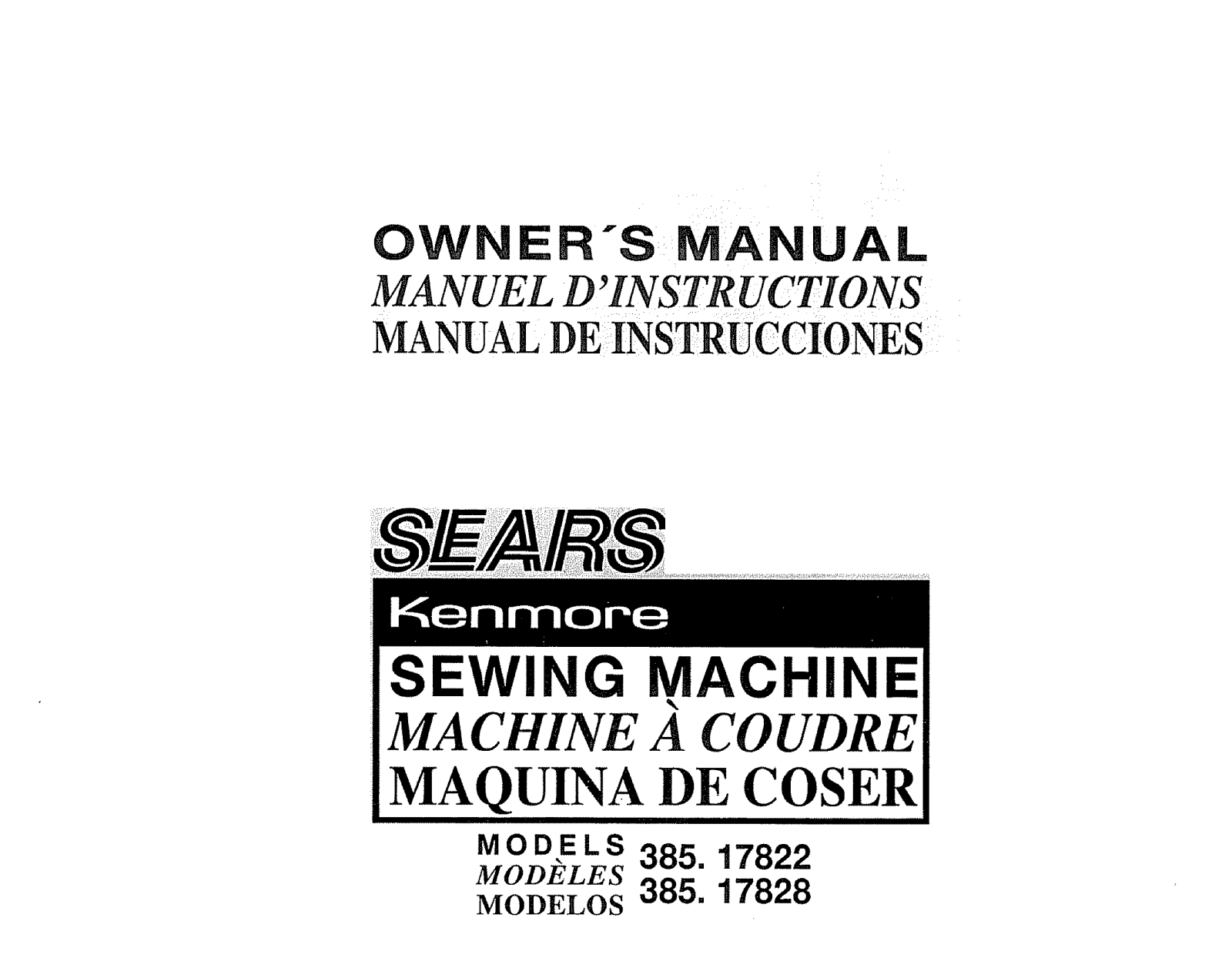Kenmore 38517828490, 38517822490 Owner’s Manual