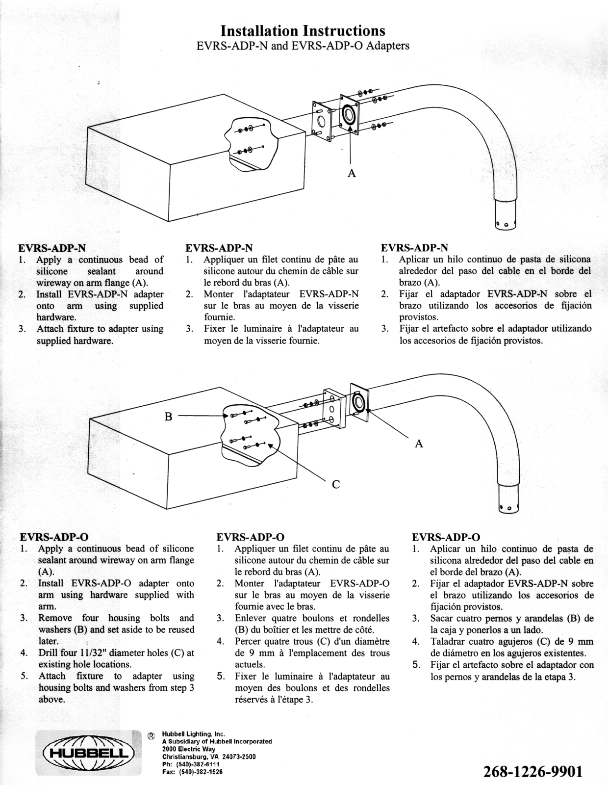 Hubbell Lighting EVRS-ADP-X User Manual