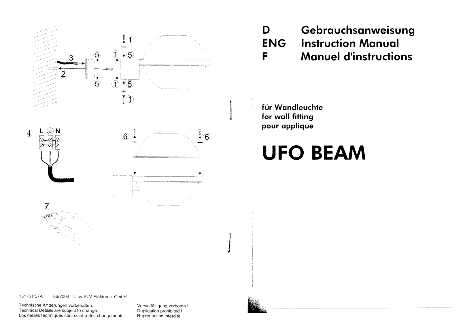 SLV UFO BEAM Instruction Manual