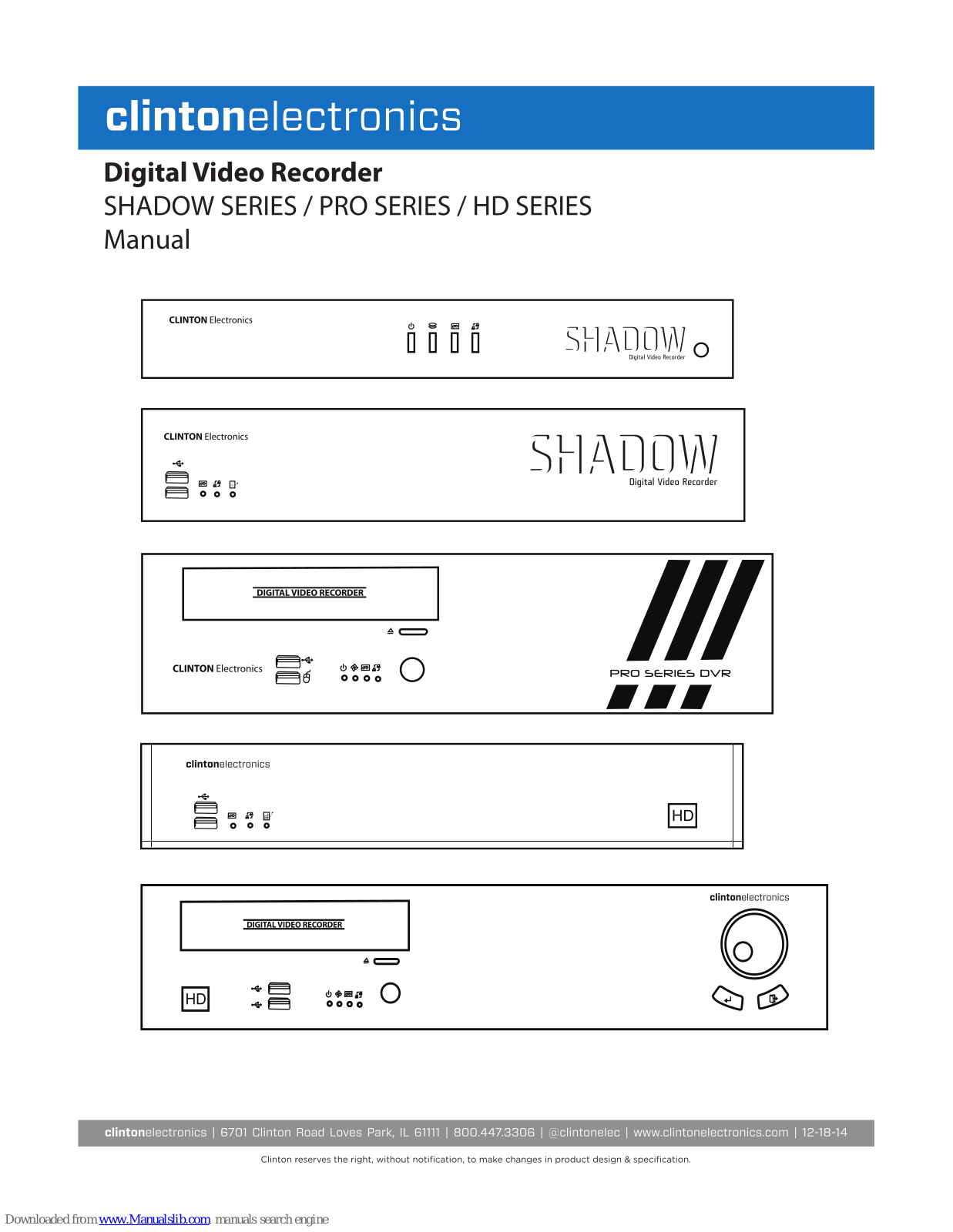 Clinton Electronics Shadow Series, HD Series, Pro Series, CE-IPD2, CE-IPB3 Manual For Use And Installation