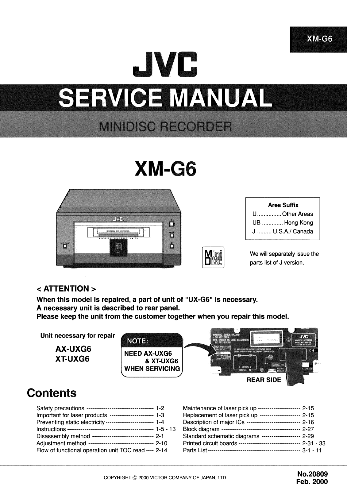 JVC XM-G6U, XM-G6UB Service Manual