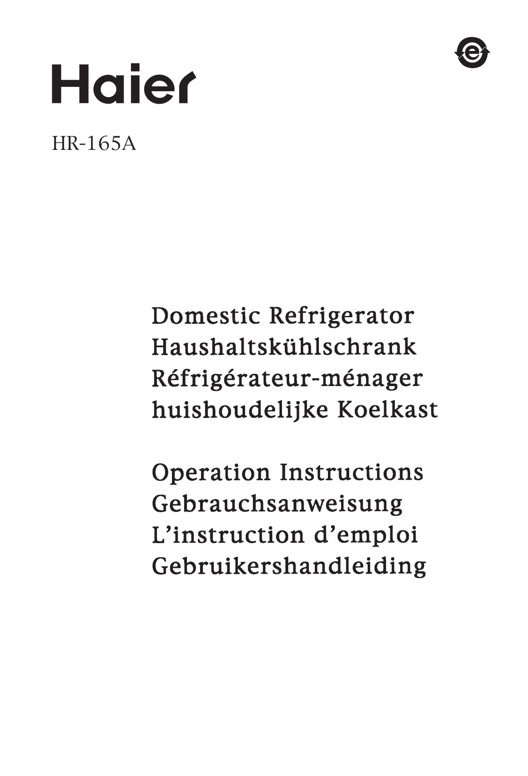 Haier HR-165A User Manual