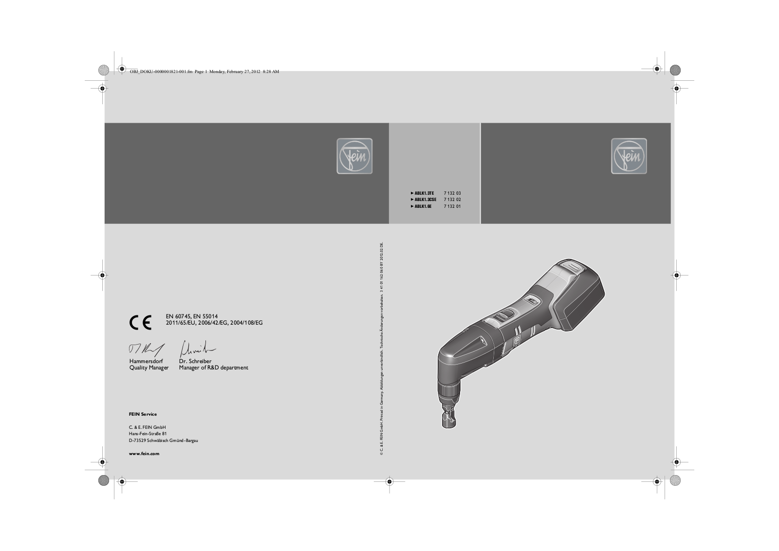 Fein ALG30, ALG40, ALG50 User guide