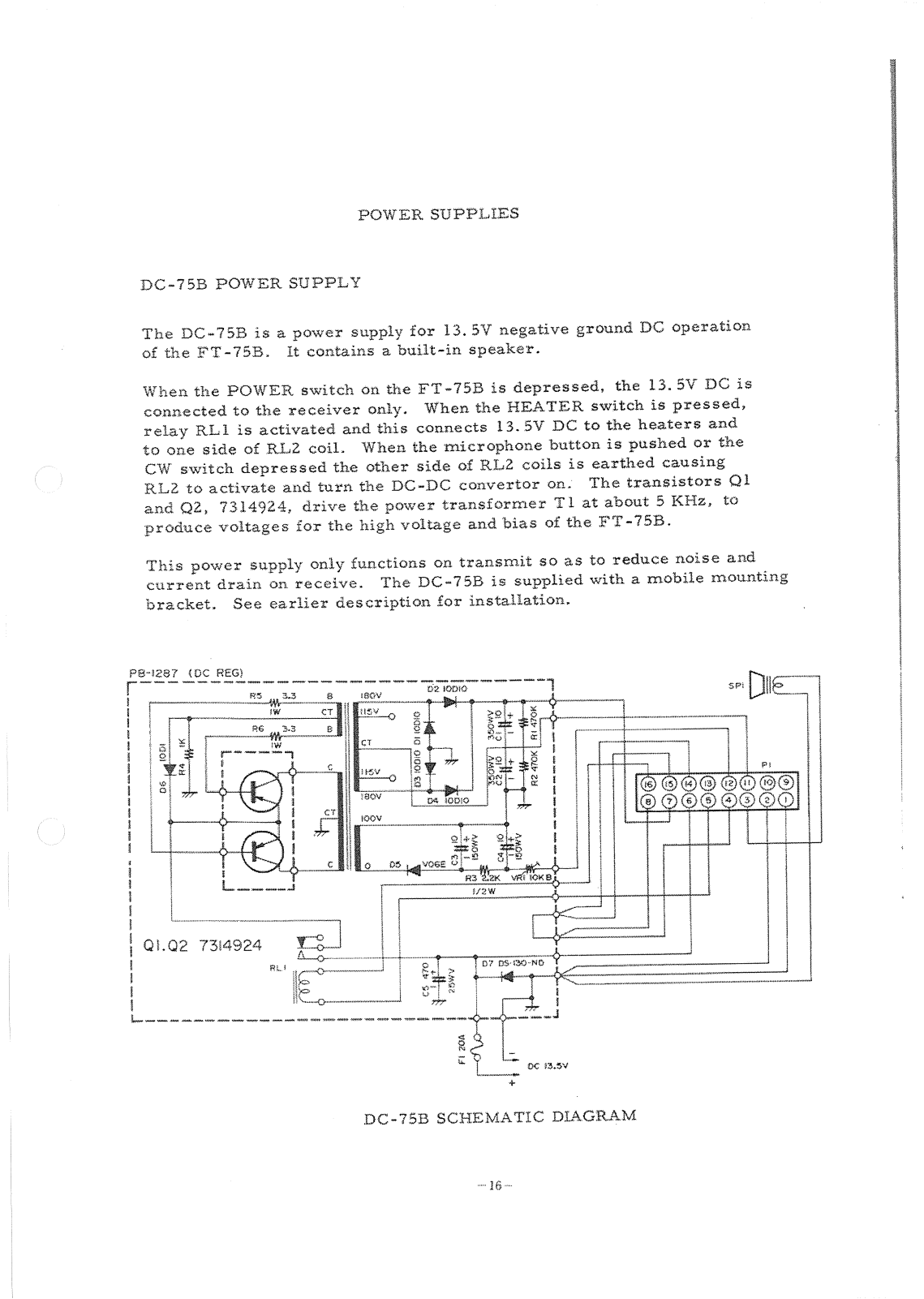 Yaesu DC-75B Schematics - ManualMachine.com